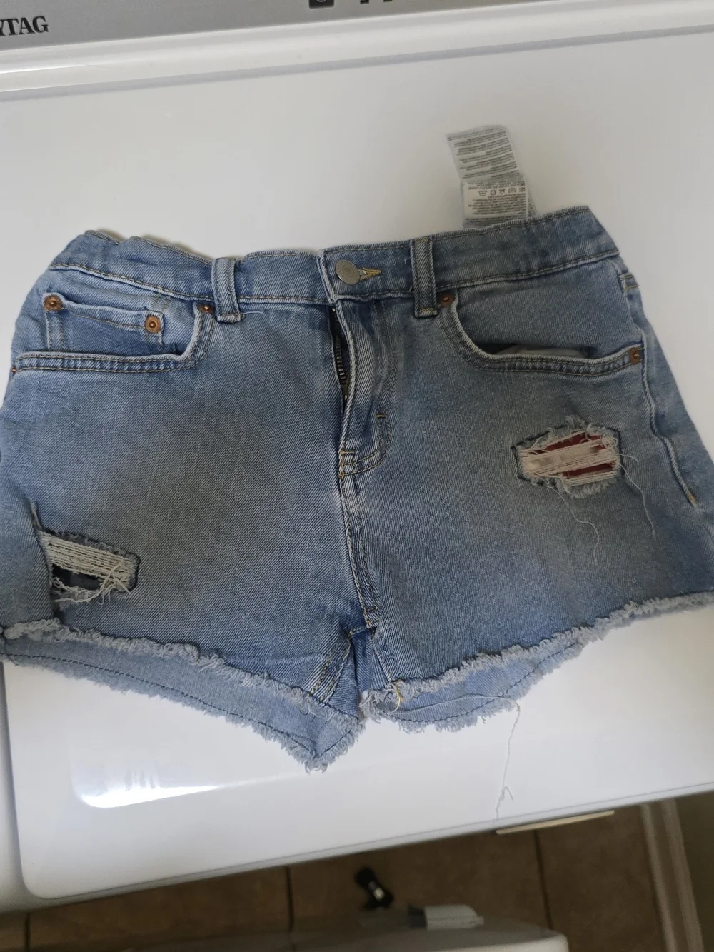 Girl Size 16 Light Blue Distressed Denim Shorts Levi